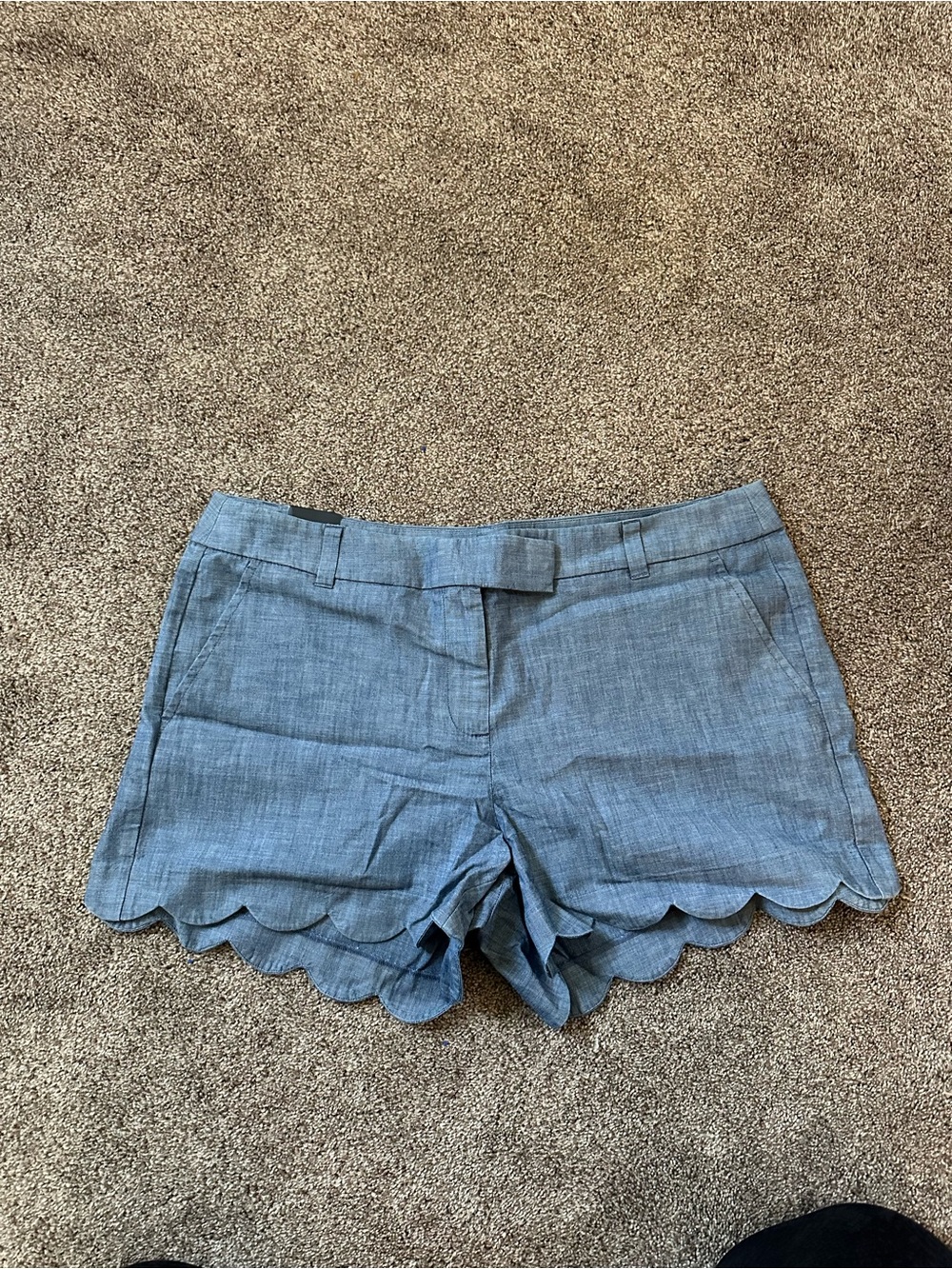 J. Crew Chambray Scallop Hem Shorts in Blue